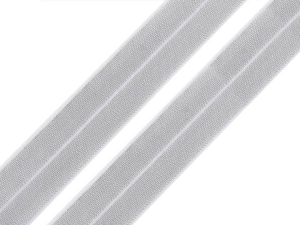 Elastisches Schrägband Polyester mit Lurex Breite 20 mm in Weiß-Silber